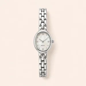 Dainty Silver Watch Small Oval Dial Watch for Women