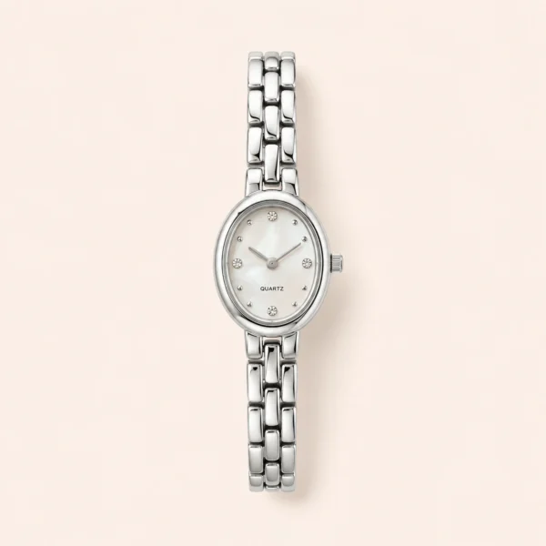 Dainty Silver Watch Small Oval Dial Watch for Women