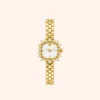 mh-47 Classic White Square Dial Gold Zircon Bracelet Watch for Women