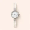 mh-49 Dainty Pearl Bracelet Watch Silver Dial Watch for Women