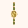 mh-b1 MoHerWatch Elegant Gold Oval Gold Dial Green Gemstone Bracelet Watch for Women