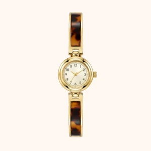 mh-b11 MoHerWatch Elegant Gold Round White Dial Tortoiseshell Bracelet Watch for Women
