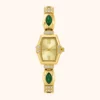 MoHerWatch Elegant Gold Geometric Gold Dial Green Gemstone Bracelet Watch for Women