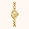 mh-b17 MoHerWatch Elegant Gold Oval Gold Dial Pearl Bracelet Watch for Women
