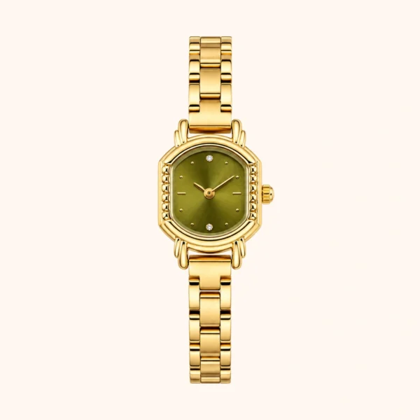 mh-b19 MoHerWatch Elegant Gold Octagonal Green Dial Bracelet Watch for Women