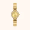 mh-b2 MoHerWatch Elegant Gold Round Gold Dial Gemstone Bracelet Watch for Women