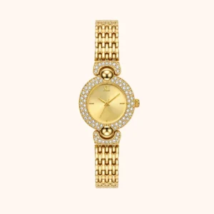 mh-b2 MoHerWatch Elegant Gold Round Gold Dial Gemstone Bracelet Watch for Women