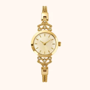 MoHer Watch Beige Small Face Gold Slim Chain Bracelet Watch for Women