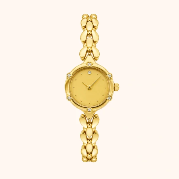 MoHerWatch Elegant Gold Oval Link Bracelet Round Dial Watch for Women