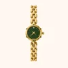 mh-b23 MoHerWatch Elegant Green Oval Gold Link Bracelet Round Dial Watch for Women