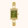MoHerWatch Elegant Gold Rectangular Green Dial Gemstone Bracelet Watch for Women