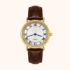 MoHer Watch Minimalist Round Face Brown Leather Strap Watch for Women