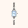 mh-b5 MoHerWatch Elegant Silver Cushion Blue Dial Bracelet Watch for Women