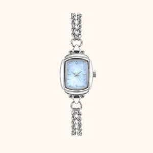 mh-b5 MoHerWatch Elegant Silver Cushion Blue Dial Bracelet Watch for Women