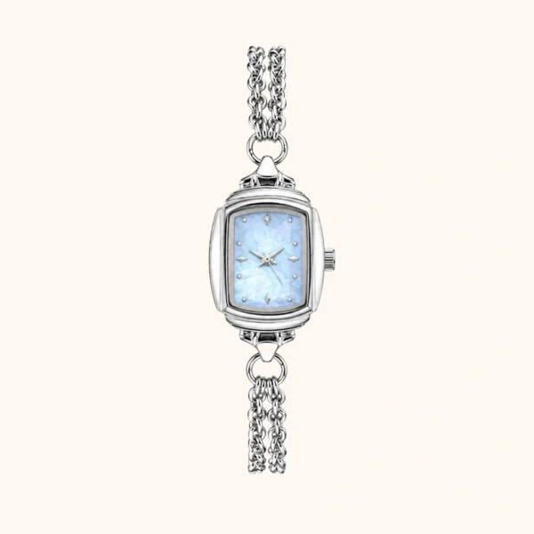 mh-b5 MoHerWatch Elegant Silver Cushion Blue Dial Bracelet Watch for Women