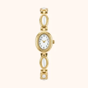 mh-b8 MoHerWatch Elegant Gold Oval Watch Gemstone Bracelet Watch for Women