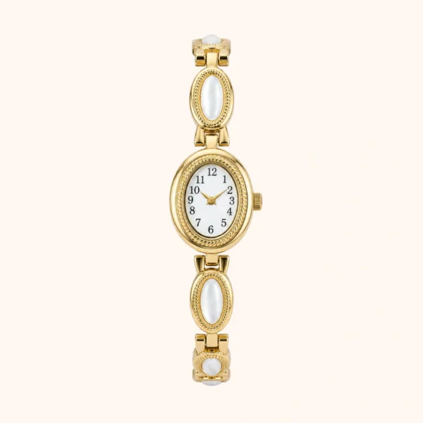 mh-b8 MoHerWatch Elegant Gold Oval Watch Gemstone Bracelet Watch for Women