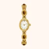 mh-b9 MoHerWatch Elegant Gold Oval White Dial Gemstone Bracelet Watch for Women