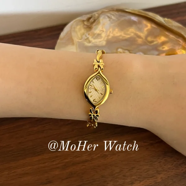 MoHerWatch Elegant Gold Marquise Dial Bracelet Watch for Women