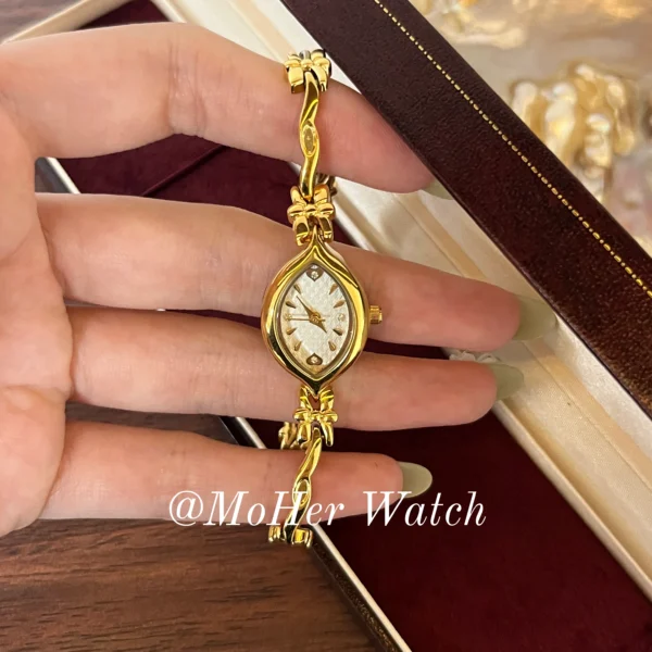MoHerWatch Elegant Gold Marquise Dial Bracelet Watch for Women