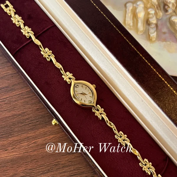 MoHerWatch Elegant Gold Marquise Dial Bracelet Watch for Women
