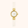 moher new-11 Elegant Pearl Bracelet Watch Gold Dial Watch for Women