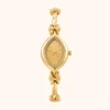 moher new-12 Classic Gold Marquise Floral Bracelet Rhinestone Watch for Women