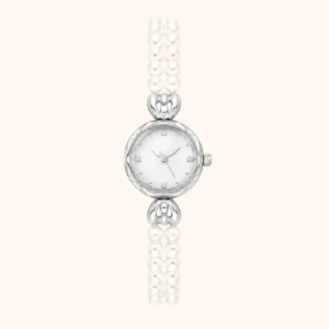 Elegant Pearl Bracelet Watch Silver Dial Watch for Women