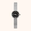 moher new-15 Elegant Silver Mesh Bracelet Watch Black Dial Watch for Women