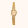 Elegant Gold Geometric Rhinestone Mesh Bracelet Watch for Women