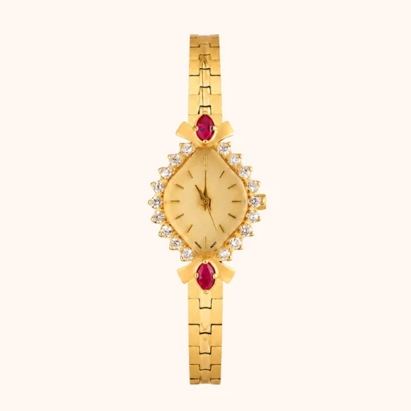 moher new-30 Elegant Gold Marquise Rhinestone Bracelet Watch for Women