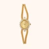 moher new-5 Elegant Gold Double Mesh Bracelet Watch Rhinestone Dial Watch for Women