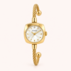 Elegant Pale Oval Dial Gold Open Cuff Watch for Women