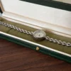 Elegant Silver Leaf Link Bracelet Round Dial Watch for Women