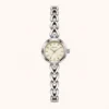 Elegant Silver Leaf Link Bracelet Round Dial Watch for Women