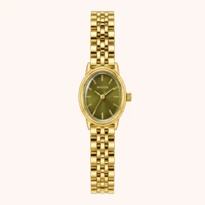 Vintage Green Oval Dial Gold Bracelet Watch for Women