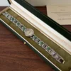 Vintage Green Oval Accent Silver Bracelet Round Dial Watch for Women