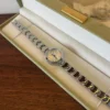 Classic Cream Round Dial Silver Link Bracelet Watch for Women