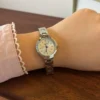 Classic Cream Round Dial Silver Link Bracelet Watch for Women