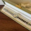 Classic Cream Round Dial Silver Link Bracelet Watch for Women