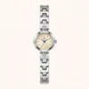 Classic Cream Round Dial Silver Link Bracelet Watch for Women