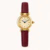 Elegant Champagne Round Dial Burgundy Strap Watch for Women