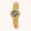 Elegant Blue Round Dial Gold Woven Bracelet Watch for Women