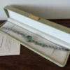 Vintage Green Oval Dial Ornate Silver Bracelet Watch for Women