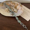 Vintage Green Round Dial Silver Oval Accent Bracelet Watch for Women