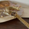 Vintage Brown Oval Dial Gold Link Bracelet Watch for Women