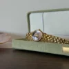 Vintage Brown Oval Dial Gold Link Bracelet Watch for Women