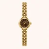 Vintage Brown Oval Dial Gold Link Bracelet Watch for Women