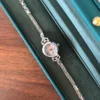 Classic Silver Round Dial Braided Bracelet Watch for Women