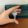 Classic Silver Round Dial Braided Bracelet Watch for Women